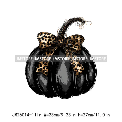 Colorful Gothic Girly Halloween Black Pumpkin Coquette Bow Decasl DTF Iron On Transfers Stickers Ready To Press For T-shirt Bags