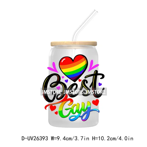 Pride Love Rainbow Heart UV DTF Transfer Stickers Decals For Libbey Cold Cups Mugs Durable Waterproof Custom Logo Label Best Gay