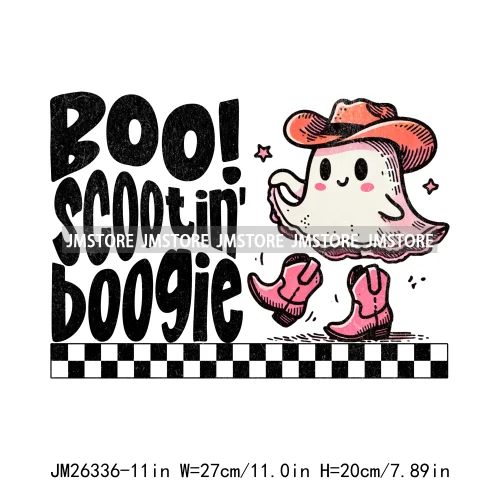 Funny Halloween Ghost Boogie Trick Or Treat Stay Spooky Printing Design DTF Iron On Transfer Stickers Ready To Press For Clothes