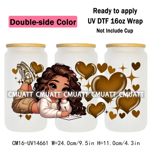Double Sided Color UV DTF Cup Wraps 16OZ Wholesale Custom Bulk Waterproof Cartoon Lovely Princess Design For DIY Craft Mug Glass
