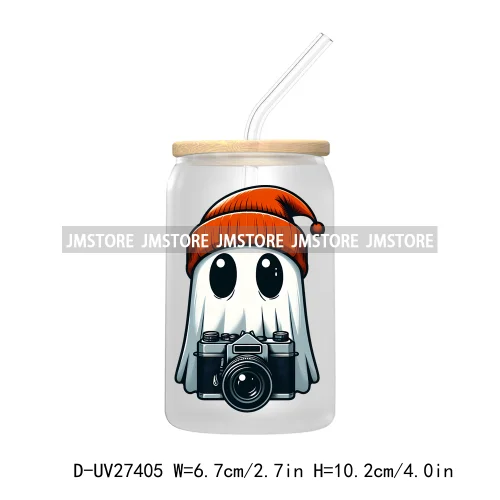 Cute Bougie Ghost Boo Halloween UV DTF Transfer Stickers Decals For Libbey Cold Cup Mug Tumbler High Quality Fall Pumpkin Season