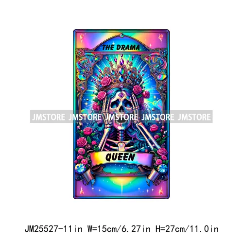 Skeleton La Maestra Chingona Smoke Women Lovers Tarot Card Printing DTF Iron On Transfer Stickers Ready To Press For Clothes Bag