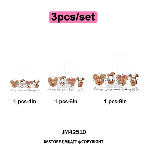 Cute Cartoon Character Coffee Cup Coquette Candy Merry Christmas Iron on DTF Heat Transfers Stickers Ready to Press for Hoodies