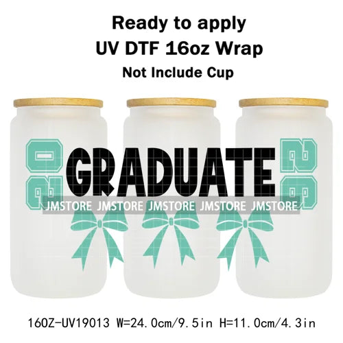 Class Of 2026 Senior Graduation Cap UV DTF Stickers Ready To Apply Cup Wrap Durable Custom Prints DIY Craft For Libbey Can Glass