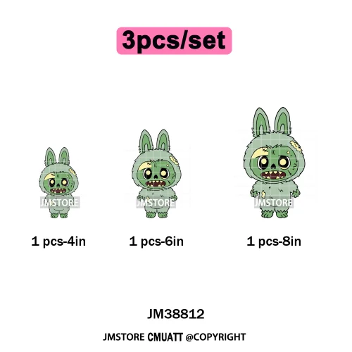 Retro Laboo Halloween Horror Character Washable Printing Iron on DTF Heat Transfers Stickers Ready to Press for Clothes Bags