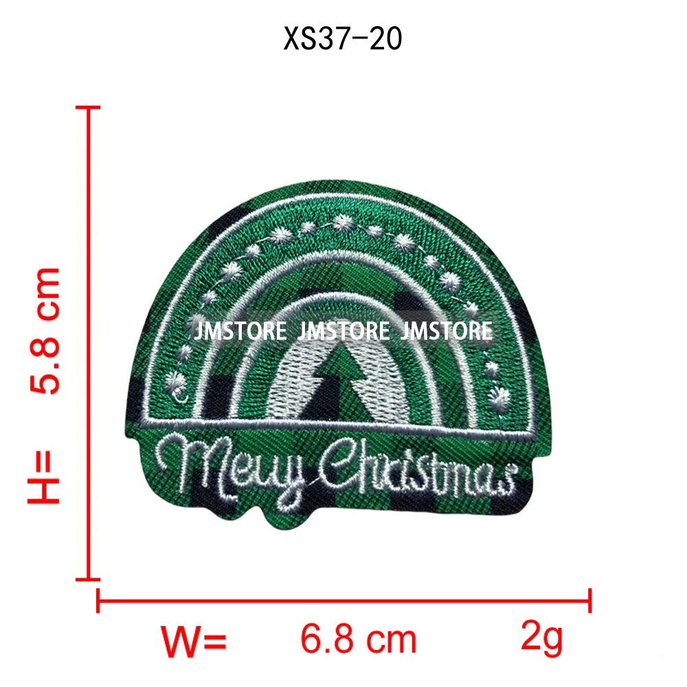 Red Checkered Christmas Icons Cozy Winter Season Lover Festive Decoration Embroidery Appliques Iron on Patches for Clothes Bags