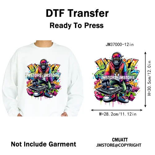 12in Graffiti Gangster Hip Hop Gorilla Life Is Better With Bulldog Iron on DTF Heat Transfer Sticker Ready to Press for Hoodies