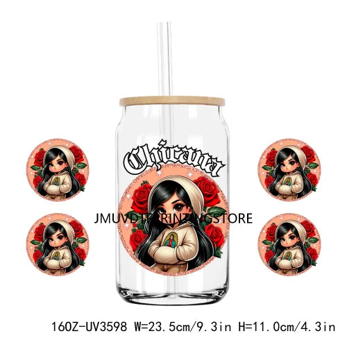 Chicano Forever Cholo Couple Valentine UV DTF Sticker For 16OZ Libbey Glass Cup Can Wrap Transfer Sticker Custom Labels DIY Logo