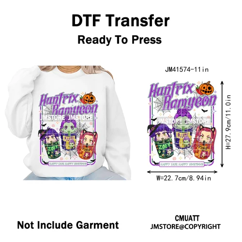 Cartoon Kpop Spooky Boys Girls In This House Era Halloween Iron on DTF Washable Transfers Stickers Ready to Press for Clothes