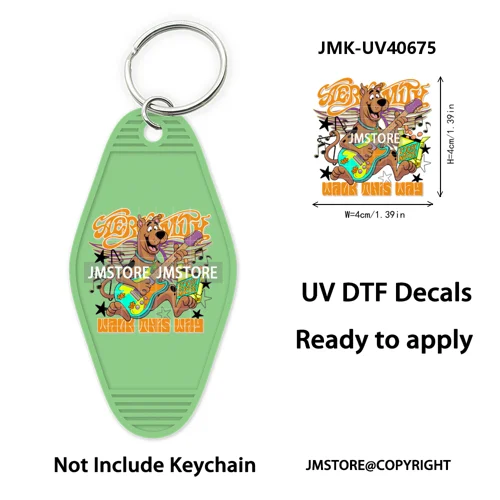 Horror Movie Characters Halloween Mom UV DTF Motel Keychain Wraps Ready To Apply Waterproof High Quality Hotel Keychain Decals