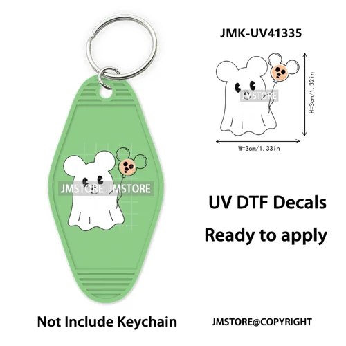 Cartoon Bear Pumpkin Fall Autumn Halloween UV DTF Motel Keychain Wraps Ready To Apply Custom High Quality Hotel Keychain Decals