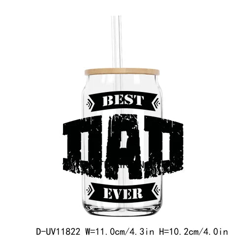 Father's Day UV DTF Transfers Stickers Decals For Libbey Cold Cups Mugs Tumbler Waterproof DIY Logo Cool Grandpa Papa Dad Gift