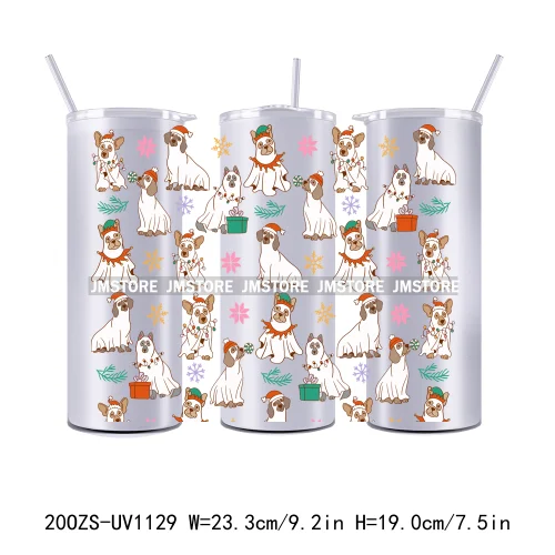 Christmas Gingerbread Reindeer 20OZ Tumbler Wraps Ready To Ship UV DTF Transfer Stickers Waterproof Prints For Skinny Tumbler
