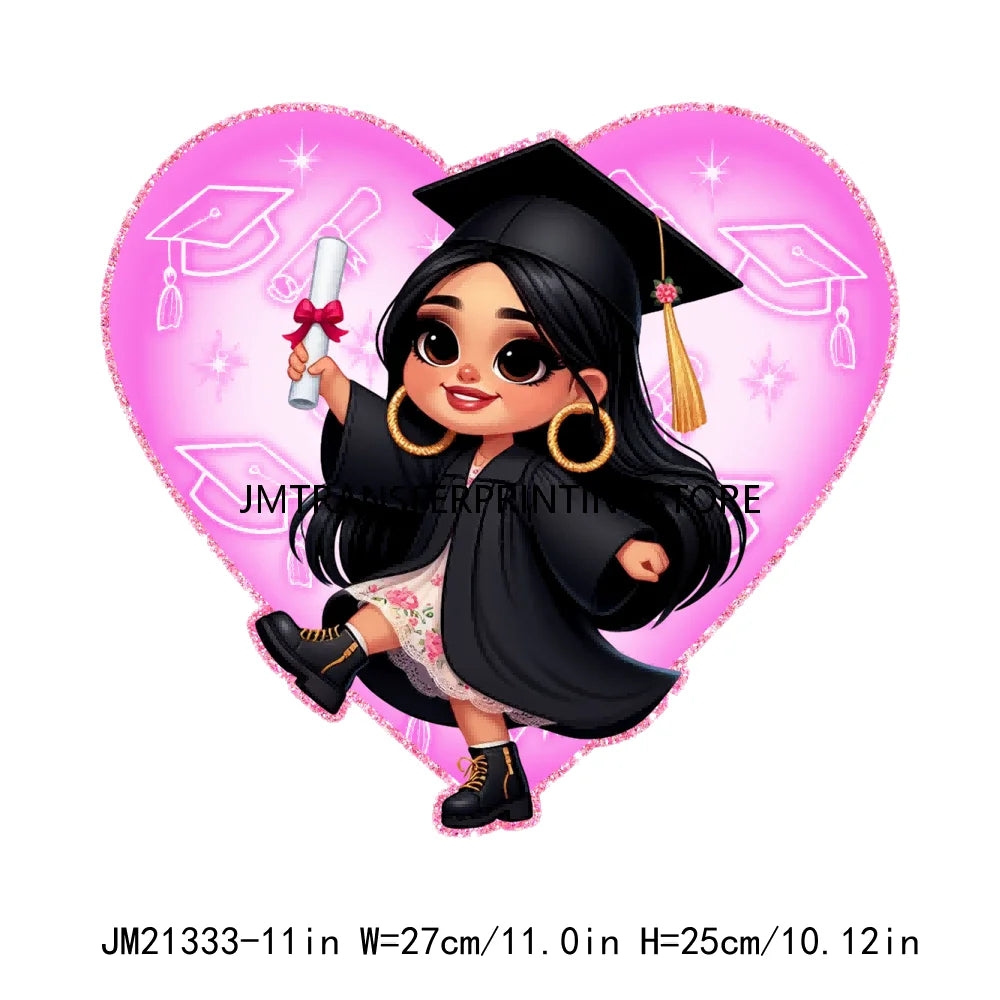 Chicana Chola Educated Latina Graduation Girl Mexican Culture Iron On Stickers Chingona y con Diploma DTF Transfers For Garment