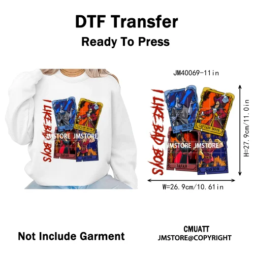 Nightmare on Main Street Pumpkin Spooky Halloween Cartoon Season Iron on DTF Heat Transfers Stickers Ready to Press for Hoodies