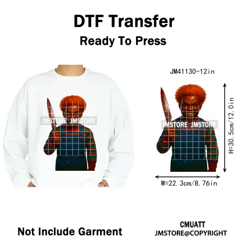 Halloween Spooky Afro Dad Scary Movie Smoking Character Costume Design Iron on DTF Transfer Stickers Ready to Press for Clothing