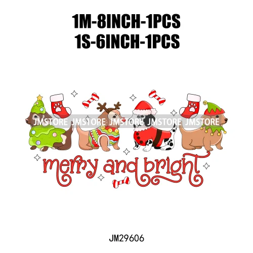 Merry And Bright Howdy Christmas Floral Santa Coquette Bow Tree Book Love Iron On DTF Heat Press Transfer Stickers For Clothes