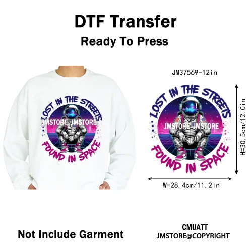 12in Street Heat Urban Chill Streetwear Man Hip Hop Animal Iron on DTF Thermal Transfer Stickers Ready to Press for Clothes Bags