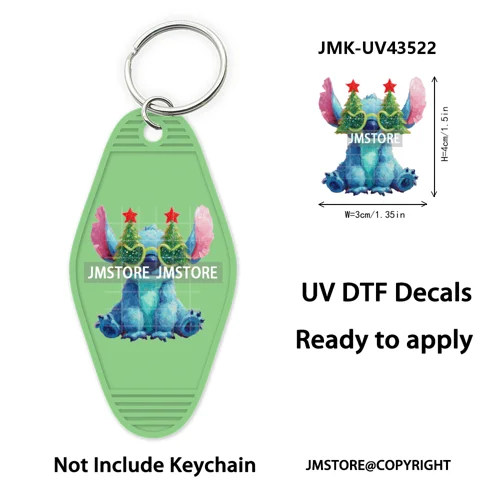 Christmas Santa Cartoon Character UV DTF Keychain Wraps Ready To Apply Waterproof High Quality Decals For Hotel Motel Keychain