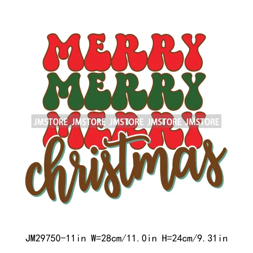 Small Town Fram Fresh Tree Christmas Merry Vibes Ho Ho Ho Santa Deer Iron On DTF Transfers Stickers Ready To Press For Hoodies