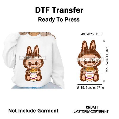 New Cartoon Doll Character With Mexican Food Iron on DTF Washable Heat Transfers Stickers Ready to Press for Textile Bags