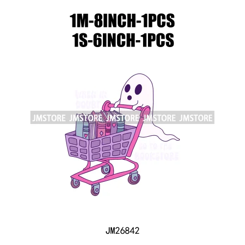 Hot Cute Spooky Ghouls Boo Read Club Bookish Halloween DTF Printing Iron On Transfer Stickers Ready To Press For Hoodies Bags