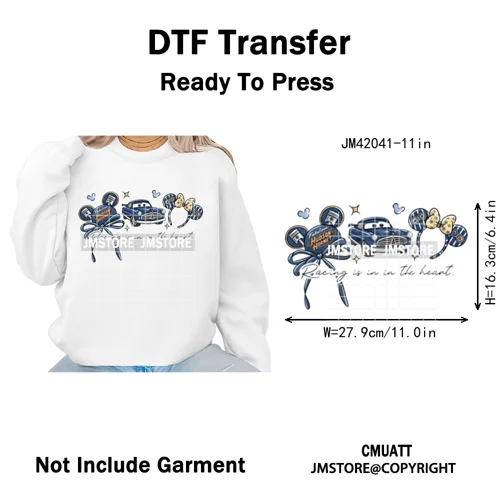 Retro Cartoon Magical Princess Girly Bow Mouse Ears Headbands Iron on DTF Washable Transfers Stickers Ready to Press for Hoodies