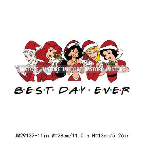 Cartoon Princess Jolly Tis The Season Christmas Party Best Day Ever Iron On DTF Transfers Stickers Ready To Press For T-shirts