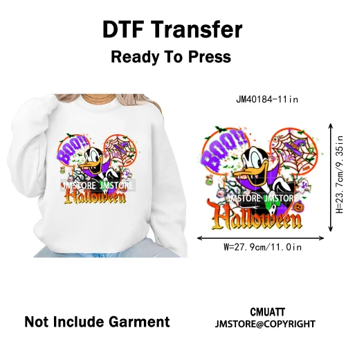 Cartoon Witches Princess Skull Animal Kids Love Characters Halloween Iron on DTF Transfers Stickers Ready to Press for T-shirts