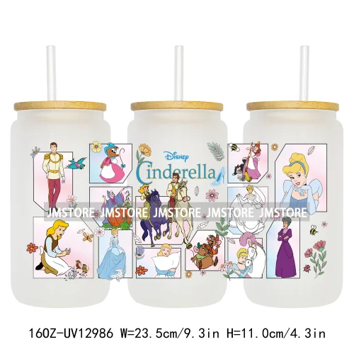 Best Friends Princess Movie Themed 16OZ UV DTF Cup Wraps Ready To Apply Waterproof Transfer Sticker For Libbey Glass Can Tumbler