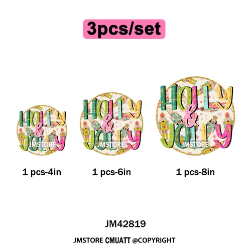 Funny Christmas Tree Coquette Holly Jolly Merry and Bright Festive Lover Iron on DTF Transfer Sticker Ready to Press for Hoodies
