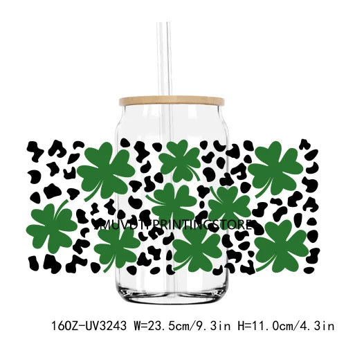 St. Patrick's Day Animals 16OZ UV DTF Cup Wrap Transfers Stickers Custom Labels DIY Waterproof Logo For Libbey Glass Can