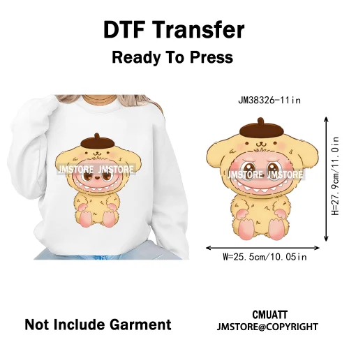 Cute Cartoon Toy Dolls Monster Costume Character Kids Printed Iron on DTF Washable Transfer Stickers Ready to Press for Clothing