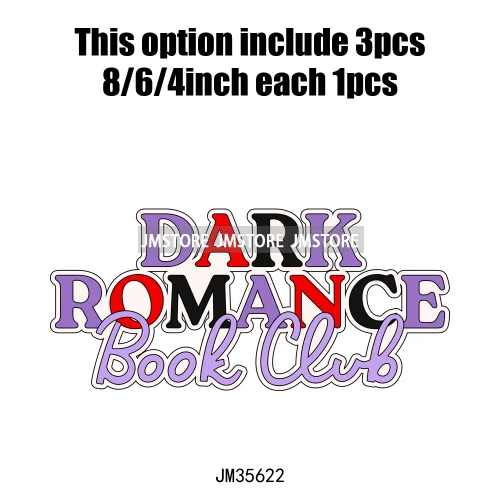 Smells Like Dark Romance Book Club Bookish Positive Quotes Iron on DTF Washable Transfers Stickers Ready to Press for Clothing