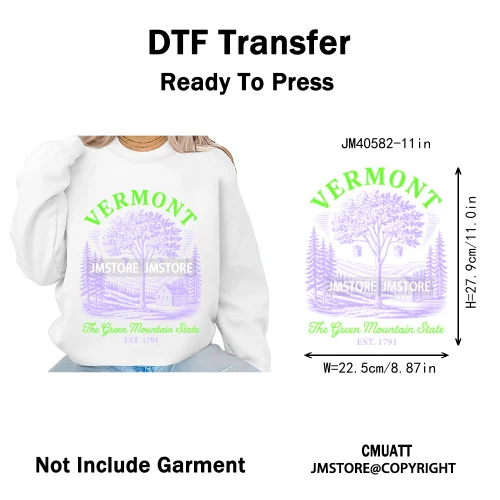 Funny US States Slogan Vacation Scenic Citycape Landmark Iron on DTF Washable Transfers Stickers Ready to Press for Textile Bags