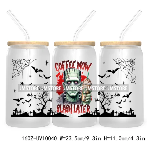 Trendy Horror Movies Character 16OZ UV Cup Wrap DTF Transfer Stickers For Libbey Glass Can Cups Tumbler Coffee Now Slash Later