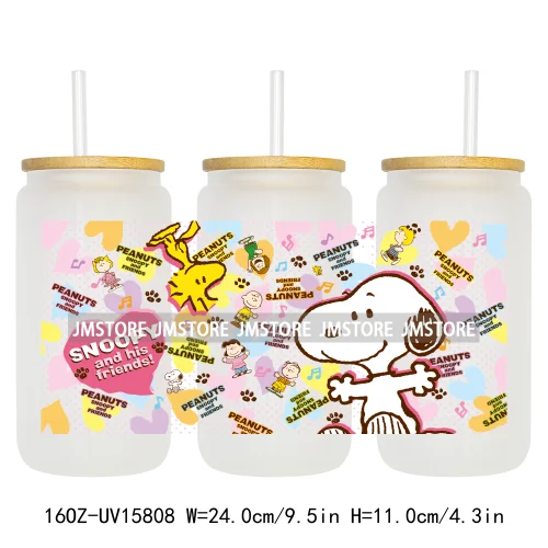 Cartoon Dogs Back To School UV DTF Wraps Transfer Sticker Selfadhesive Waterproof High Quality For 16OZ Libbey Glass Can Tumbler