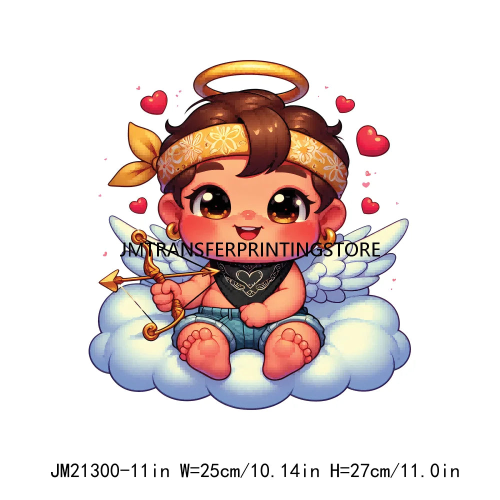 Cute Baby Angel Concha Valentine Kids Lovely Iron On DTF Transfers Printing Stickers Ready To Press For Hoodies