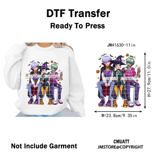 Happy Hunting Halloween Kpop Pumpkin Witch Boys Girl Dinner Iron on DTF Washable Transfers Stickers Ready to Press for T-shirts