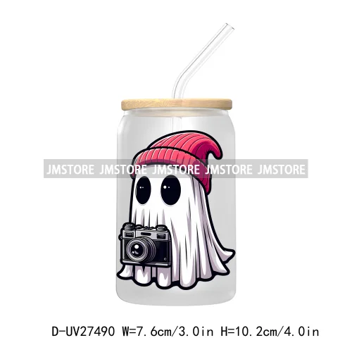 Cute Ghost Stay Spooky Halloween Pumpkin UV DTF Transfer Stickers Decals For Libbey Cold Cups Mugs Tumbler Waterproof Craft Boo