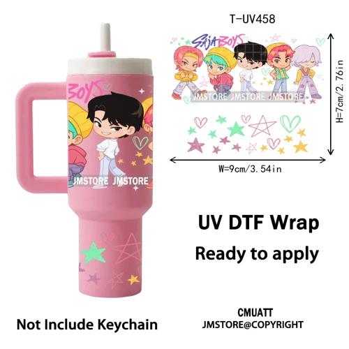 Demon Hunter Inspired Movie Kpop UV DTF Mini Tumbler Keychain Wraps Ready To Apply Transfer Stickers Prints Waterproof Decals