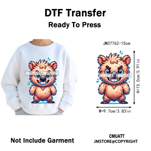 15cm 5.9in Kids Quirky Safari Cartoon Animal Iron On Transfers Stickers For Clothing DTF Printed Appliques Washable T-Shirts