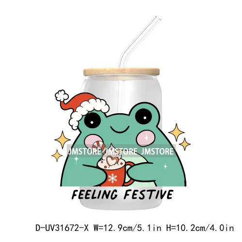 Funny Pet Christmas Holiday Dog Lover Cat Mom UV DTF Transfer Stickers Decals For Libbey Cold Cups Mugs Tumbler Waterproof Santa