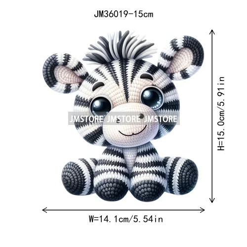 15cm 5.9in Colorful Cute Needle Hook Animal Iron On DTF Heat Transfer Sticker For Clothes Print Vinyl Washable T-Shirt Appliques