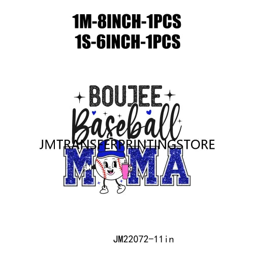 Faux Glitter In My Baseball Mom Era Design Boujee Sport Mama Iron On DTF Transfer Stickers Printing For T-shirts Bags