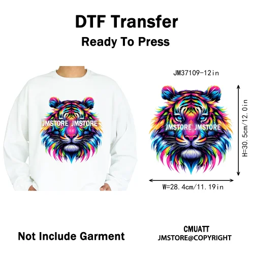 12in Cartoon Graffiti Streetwear Tiger Bunny Animal King Hip Hop Poster Iron on DTF Transfer Stickers Ready to Press for Hoodies