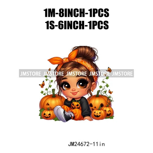 Funny Headband Hispanic Cute Latina Baby Girls Halloween Pumpkin Designs Iron On DTF Heat Press Transfer Stickers For Shirt Bags