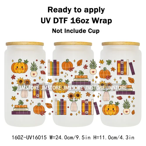 Fall Pumpkin Bow Autumn Girly UV DTF Stickers Ready To Transfer Cup Wrap Custom Labels DIY Craft For Libbey Can Glass Tumblers