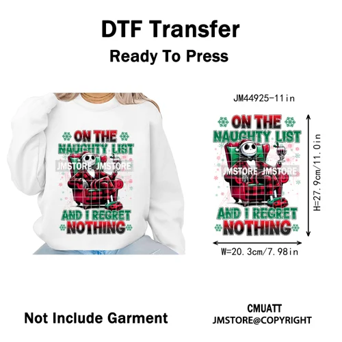 Cartoon Movie Friends Coquette Merry Christmas Sandy Claws Iron on Washable DTF Heat Transfer Sticker Ready to Press for Hoodies