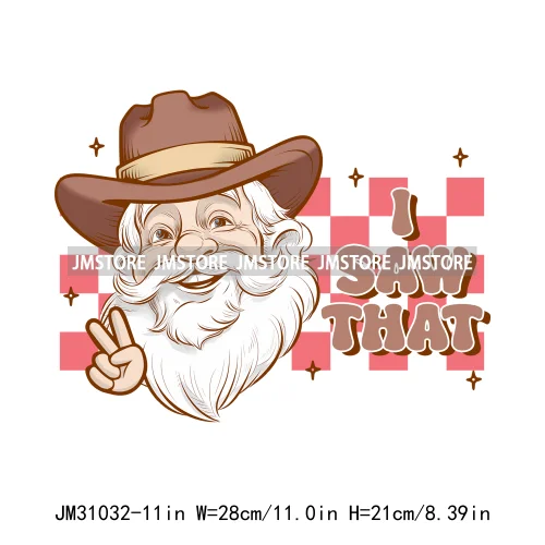 Retro Western Howdy Cowboy Santa Snowmies Cactus Merry Christmas Iron On DTF Transfers Stickers Ready To Press For Clothing